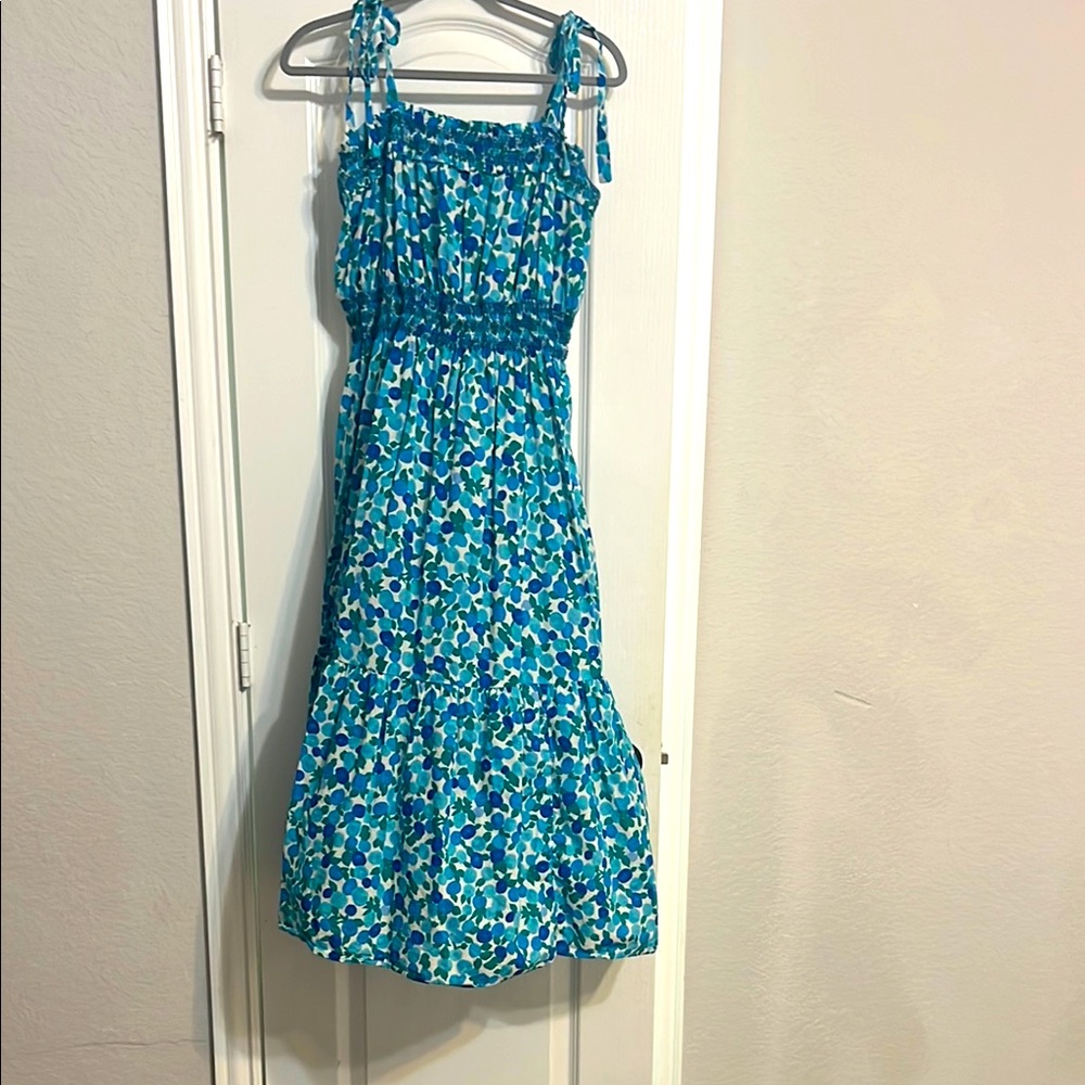 J.Crew Blue and Green Floral Dress